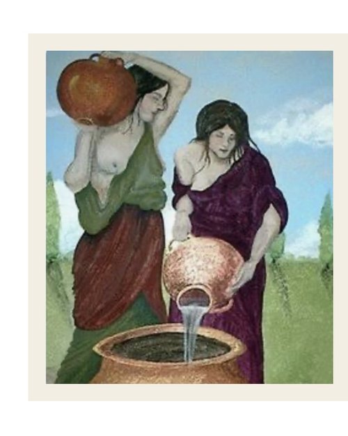 Deep Story — a painting of two women at a well
